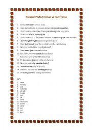 English Worksheet: Present Perfect vs Past Tense