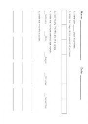 English Worksheet: Months and Weeks Assessment