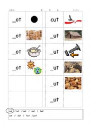 English Worksheet: Phonics - 3 letter words (CVC) - Writing -OT / -UT