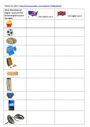 English Worksheet: Uk vs USA