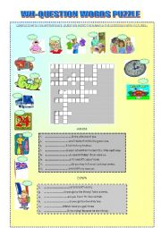 English Worksheet: wh queqtion words