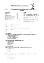 Ordering at a restaurant_Step 3_ Revision worksheet for students