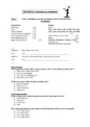 English Worksheet: Ordering at a restaurant_Step 3_ Revision worksheet for students