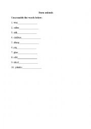 English Worksheet: Farm animals