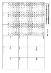 Wordsearch School vocabulary and number words 1 - 10