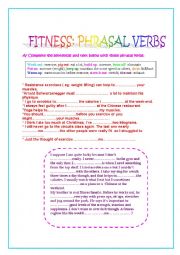 English Worksheet: Phrasal Verbs: Fitness.