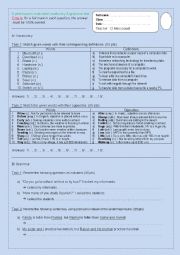 English Worksheet: A peer-to-peer evaluated vocabulary & grammar test - Level 1