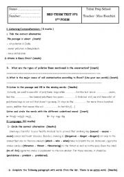 English Worksheet: Mid term test N2
