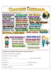 English Worksheet: Classroom Commands