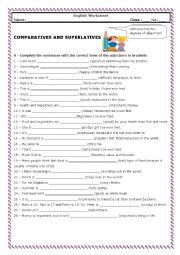 English Worksheet: Degrees of adjectives (with Key)