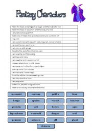 English Worksheet: Fantasy Characters