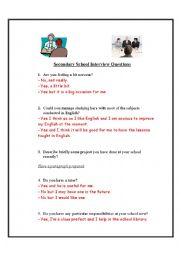 English Worksheet: School interview dialogue and practise