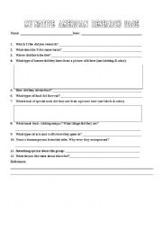 English Worksheet: Native American Tribe Webquest Summarizing Worksheet