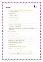 English Worksheet: WISH REWRITING