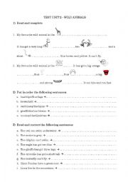 English Worksheet: wild animals