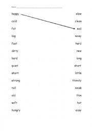 Match the Opposite Adjectives Worksheet 