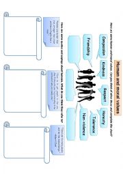 English Worksheet: Human and Moral Values