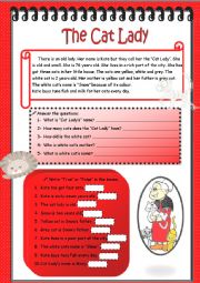 English Worksheet: The Cat Lady