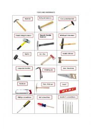 English Worksheet: TOOLS AND HARDWARE 1