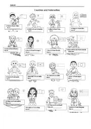 English Worksheet: countries and nationalities