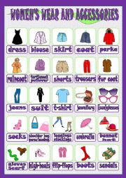 English Worksheet: Womens wear and accessories