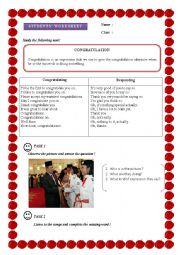 English Worksheet: congratulation