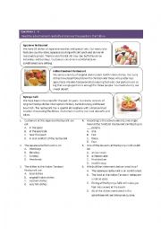 English Worksheet: Objective questions on food