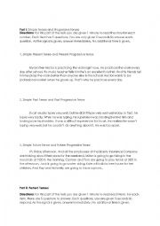 English Worksheet: simple present tense and present progressive tense