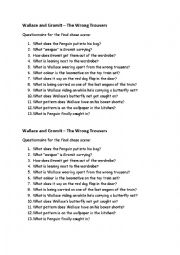 English Worksheet: Wallace and Gromit - The Wrong Trousers
