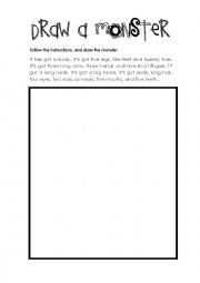 English Worksheet: DRAW A MONSTER