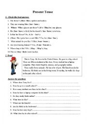 English Worksheet: PRESENT TENSE