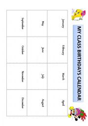 English Worksheet: My class birthdays calendar