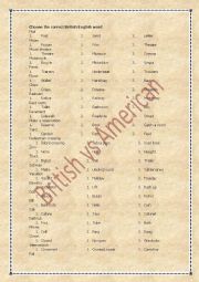 English Worksheet: American and British English