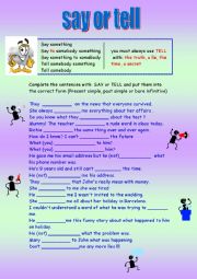 English Worksheet: Say or tell 