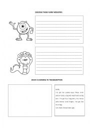 English Worksheet: Describe these funny monsters