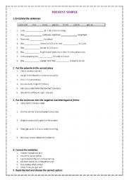 English Worksheet: Present simple exercises