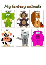 English Worksheet: My fantasy animals 2