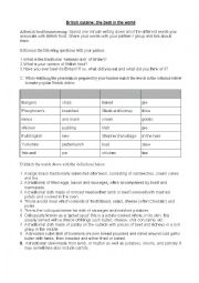 British food worksheet 