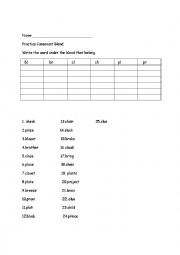 English Worksheet: Consonant Blend