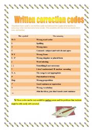 English Worksheet: Writtten correction codes