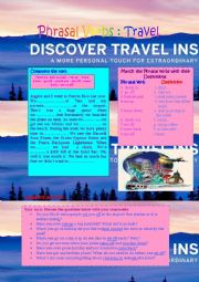 English Worksheet: Phrasal Verbs Related To Travel.