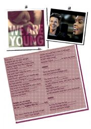English Worksheet: Song WE ARE YOUNG grupo FUN