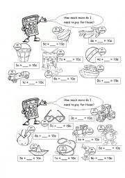 English Worksheet: How much more to make 10c