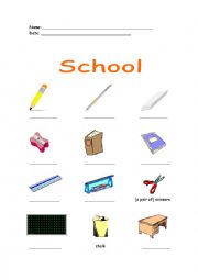 English Worksheet: School objects