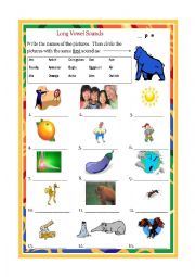 English Worksheet: Long vowel A