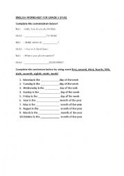 English Worksheet: grade 5