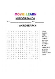 English Worksheet: KUNGFU PANDA 2 WORD-SEARCH