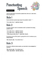 English Worksheet: Punctuating Speech