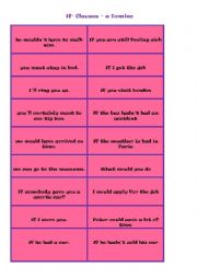 English Worksheet: if- clauses domino