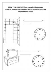 English Worksheet: Draw your routine! (1)